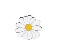 Jolie broche en métal avec marguerite blanche en émail, 2.8*2.9CM, Émail, métal, gem na