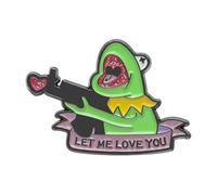 Jolie broche grenouille avec cœur rose scintillant et motif de tireur d'élite