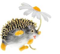 Jolie broche hérisson en émail avec marguerite, style britannique classique, finition brillante, 3,6 x 3,2 cm, bijoux, accessoires, décoration, revers en denim, chemise, sac, bijoux de dessin animé