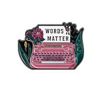 Jolie broche rose en forme de machine à écrire - Insigne créatif en métal pour les amateurs de mode, taille unique, Acrylique