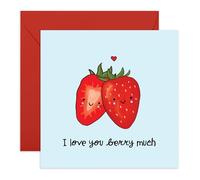 Jolie carte d'amour - « I Love You Berry Much » - Carte d'anniversaire ou de Saint-Valentin pour petit ami, petite amie, fiancé, mari, femme, bébé, amoureux, lui, elle, conjoint - Livré avec