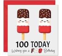 Jolie carte d'anniversaire 100 ans « FAB » - Jolie carte d'anniversaire fabuleuse sucette glacée pour 100e ans