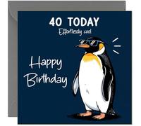 Jolie carte d'anniversaire 40 ans avec pingouin cool sans effort pour 40e année, quarantième, quarante ans