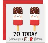 Jolie carte d'anniversaire 70 ans « FAB » - Jolie carte d'anniversaire fabuleuse glace pour 70e année, soixante-dix,
