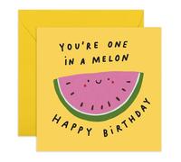 Jolie carte d'anniversaire avec message - « One In A Melon » - Cadeaux pour meilleurs amis, meilleure amie, Bruv, compagnon, frère, cousin, collègues, lui, pastèque sourires - Livré avec des