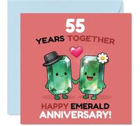 Jolie carte d'anniversaire de 55 ans - Duo émeraude tenant la main - Motif ludique 55 ans ensemble - Un clin d'œil effronté à l'amour durable - Carré de 145 mm, enveloppe incluse