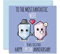 Jolie carte d'anniversaire de mariage en cristal pour femme - 15 ans ensemble - Cartes de 15e anniversaire de mariage pour épouse de la part de son mari, cartes de vœux d'anniversaire de 145 mm