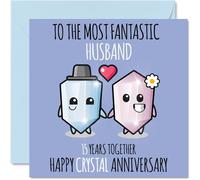 Jolie carte d'anniversaire de mariage en cristal pour mari - 15 ans ensemble - Cartes de vœux d'anniversaire de mariage pour mari de la part de sa femme, 145 mm