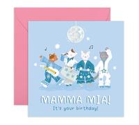 Jolie carte d'anniversaire disco - « Mamma Mia It's Your Birthday » - Cadeaux pour femme, elle, meilleure amie, sœur, tante, maman, cousine - Livré avec des autocollants amusants
