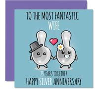 Jolie carte d'anniversaire en argent pour femme - 25 ans ensemble - Cartes de vœux pour 25e anniversaire de mariage pour épouse de la part de son mari cartes de vœux pour vingt-cinquième anniversaire