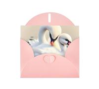 Jolie carte d'anniversaire petit cygne avec enveloppe - Style haut de gamme, décorations uniques, vœux réconfortants