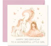 Jolie carte d'anniversaire pour 3e anniversaire, motif licorne