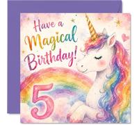 Jolie carte d'anniversaire pour 5 ans, avec paillettes d'anniversaire