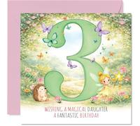 Jolie carte d'anniversaire pour fille - Sprinkle of Magic - Fée fantaisiste et hérisson avec papillons - Carré de 145 mm, enveloppe incluse