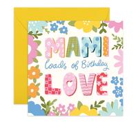 Jolie carte d'anniversaire pour maman - « Loads of Birthday Love » - Carte florale colorée pour maman, mère, elle, femme - de la part de sa fille, son fils - Ma 's Wishes - Livré avec des autocollants