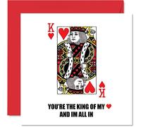 Jolie carte d'anniversaire pour mari, épouse, petit ami, petite amie - King of Hearts - Carte spéciale d'anniversaire de mariage pour femme, homme, elle, lui, 145 mm x 145 mm, cartes de vœux de