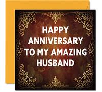 Jolie carte d'anniversaire pour mari - Superbe mari - Carte d'anniversaire de mariage romantique pour homme lui de la part de sa femme 145mm - Belle carte de vœux d'anniversaire pour fiancé