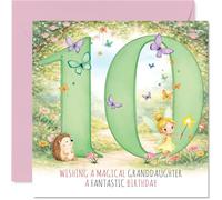 Jolie carte d'anniversaire pour petite-fille - Scène magique de fée et de hérisson avec papillons - Amusant pour un jour spécial - Carré de 145 mm, enveloppe incluse