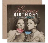 Jolie carte d'anniversaire pour une amie - Raise a Toast to Fabulous Friends - Style vintage dames avec cocktails - Carré de 145 mm, enveloppe incluse