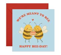 Jolie carte d'anniversaire pour vos proches - We're Meant to Bee - Salutations amusantes pour petit ami, petite amie, mari, épouse, fiancé, femme, homme, partenaire - Ligne de ramassage douce pour