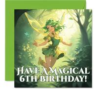 Jolie carte d'anniversaire - Sprinkle Some Birthday Magic - Fée fantaisiste dans une forêt verte enchantée - Une touche ludique pour une célébration vraiment spéciale - Carré de 145 mm, enveloppe