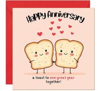 Jolie carte de 1er anniversaire - « A Toast to 1 Great Year Together! » Carte d'anniversaire de couple pour partenaire