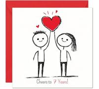 Jolie carte de 7e anniversaire de mariage - Cheers to 7 Years - Carte d'anniversaire romantique pour lui, son petit ami ou petite amie
