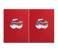 Jolie carte de Noël en forme de train de Noël, pliable, faite à la main, carte de bénédiction inscriptible