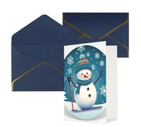 Jolie carte de remerciement de Noël avec motif bonhomme de neige et flocon de neige avec enveloppes, carte d'anniversaire pour femmes et hommes, cartes vierges pour toutes les occasions pour mariage