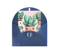 Jolie carte de vœux avec des plantes succulentes, 10,2 x 15,2 cm, enveloppe en forme de cœur, convient pour toutes les occasions.