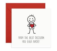 Jolie carte de vœux d'amour - Figurine en bâton avec cœur - Idées d'anniversaire ou de Saint-Valentin pour lui, elle, homme, femme, conjoint, petit ami, petite amie, fiancée, épouse, mari - Livré avec