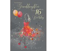 Jolie carte de vœux pour petite-fille 16e anniversaire - de la gamme Gorgeous Grace (EL042) - Paillettes et feuille d'aluminium avec enveloppe dorée (16e ans)