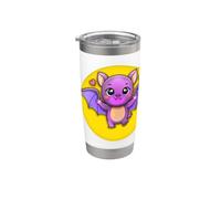 Jolie chauve-souris violette avec pleine lune pour Halloween Gobelet isotherme en acier inoxydable double paroi