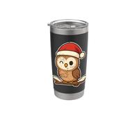 Jolie chouette de Noël sur une branche Gobelet isotherme en acier inoxydable double paroi