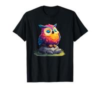 Jolie Chouette endormie colorée sur Un Rocher la Nuit T-Shirt