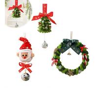 Jolie cloche de Père Noël, décoration de Noël en peluche avec chapeau rouge, barbe blanche et grelot pour arbre, porte ou cadeau à suspendre