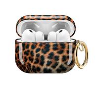 Jolie Coque Compatible avec AirPod Pro 3 génération (2025), résistante aux Chocs pour Femmes et Filles avec Jolie Boucle Ronde dorée - Design Protecteur et Anti-Chute (Belle Peau de léopard)