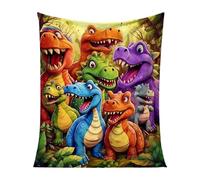 Jolie Couverture en Flanelle imprimée HD avec des Dinosaures souriants, lit, Voyage et Sieste, pour la Chambre d'enfant et la décoration du canapé-lit (150x100cm)