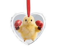 Jolie décoration de sapin de Noël en forme de cœur de boxe jaune - Ornements élégants pour la Saint-Valentin, décorations de Noël en forme de cœur en verre de cristal pour arbre, maison et cadeau