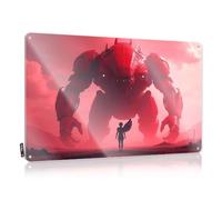 Jolie décoration murale cool, nécessités étanches Une personne avec des ailes se tient devant un robot rouge géant | Décoration de bar de sous-sol de ferme (20 x 30 cm)