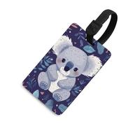 Jolie étiquette de bagage Koala mignonne et unique pour sac de voyage, étiquette d'identification de bagage, carte d'adresse, anneau rond durable, cadeau de voyage, essentiels d'aéroport, style noir