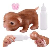 Jolie figurine de chien, avec biberon et tétine, en silicone, avec biberon et tétine, jouet animal mignon - pour à partir de 3 ans, jeu de rôle pour fille, décoration de Noël, anniversaire