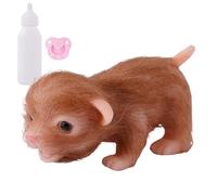 Jolie figurine de chien, avec biberon et tétine, en silicone souple, avec biberon et tétine, jouet pour à partir de 3 ans, pour Noël, Pâques, anniversaire, comme décoration d'intérieur
