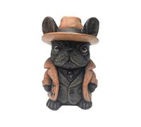 Jolie figurine de chien en résine pour pot de fleurs | Vache et carlin - Peinte à la main durable - Idéale pour les jardins, balcons et espaces intérieurs - Facile à accrocher (kaki) Gfm969 (noir, 9