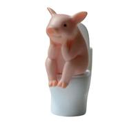 Jolie figurine de cochon - Statue de toilette humoristique - Mini animal - Sculpture détaillée en polypropylène avec couleurs vives - Résistante à porter pour table - Plaisir d'espace, style et