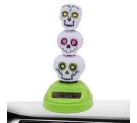 Jolie figurine de tête de mort - Installation pratique - Figurines de danse à bascule à énergie solaire à trois têtes | Décoration solaire pour extérieur, jardin, terrasse, cour