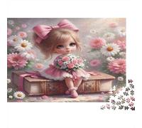 Jolie Fille avec Fleurs Puzzle 1000 Pièces avec Assemblage Fluide,Puzzle Adulte Impossible Difficile Très Difficile Défiante pour Une Activité en Famille,Cadeau De Retraite 38x26cm/1000pcs