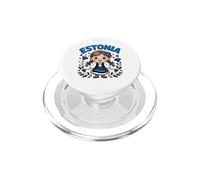 Jolie Fille estonienne en Robe Folklorique avec Fleurs pour Enfants PopSockets PopGrip pour MagSafe