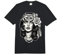 Jolie Fille x Gitane x Diseuse de Bonne Aventure x Rose Blackwork Flash Comfort Colors Adult Heavyweight T-Shirt