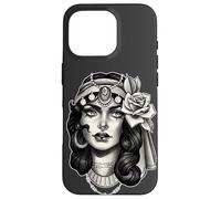 Jolie Fille x Gypsy x Fortune Teller x Rose Blackwork Flash Coque pour iPhone 16 Pro